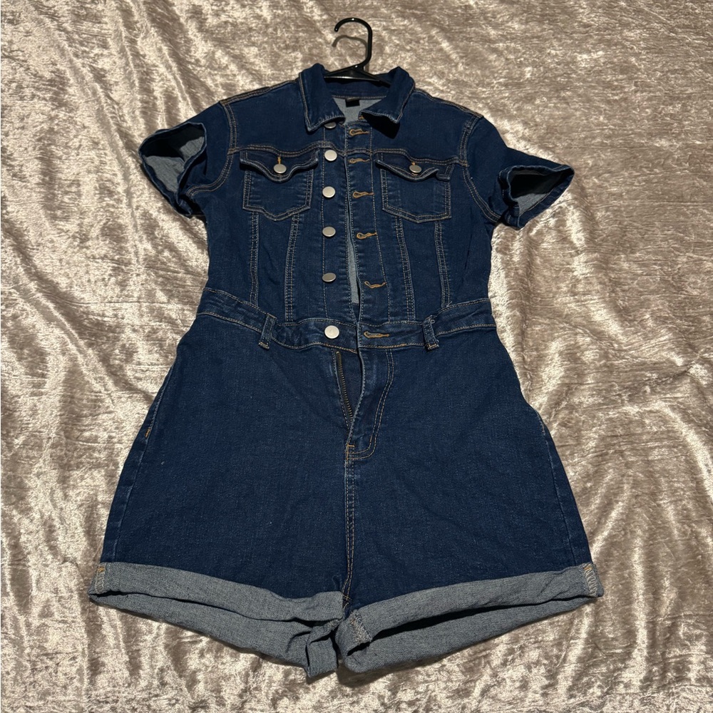 Dark Blue Denim Romper